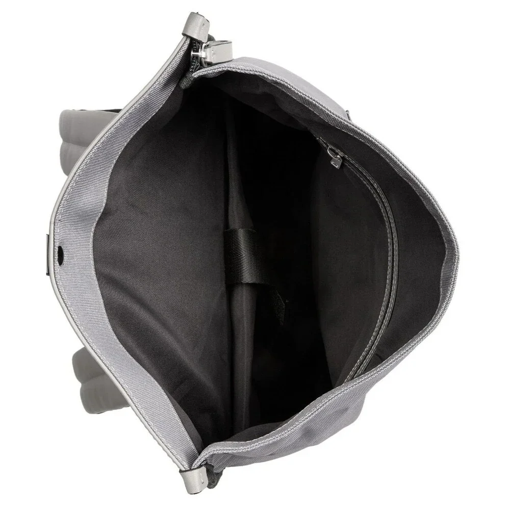 ALFANI Backpack Grey Canvas Roll Top Backpack Faux Leather Trim Laptop Sleeve - Picture 4 of 13